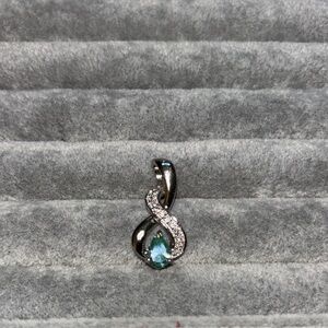 Beautiful aquamarine gemstone S925 stamped pendant White Diamond 1ct gemstone